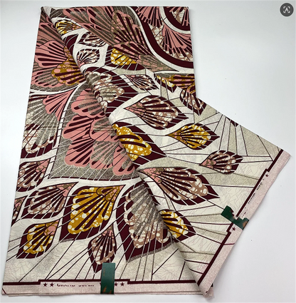 Original African Wax Print Fabric - 6 Yards 100% Cotton Nigerian Ankara Sewing Material
