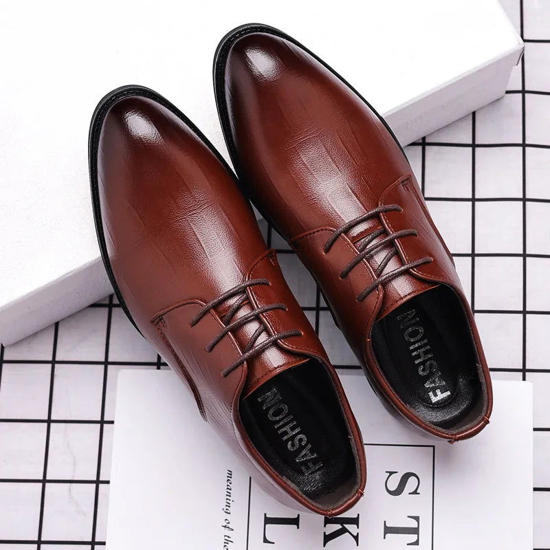 Men’s Leather Dress Shoes - Luxury Pointed Toe Formal Business & Party Shoes