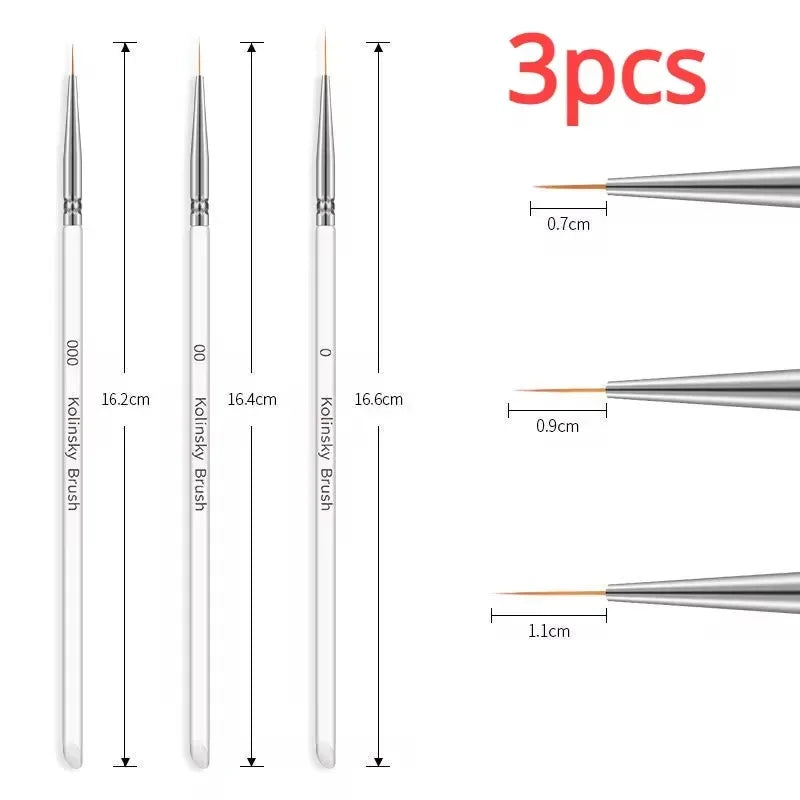 Nail Art Liner Brushes – Striping & Drawing Pens for Elongated Lines, 6–25mm Professional Manicure Design Tools