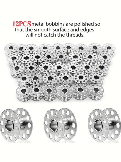 Stainless Steel Sewing Machine Bobbins - 12/24-Piece Metal Bobbins for Brother Sewing Machines