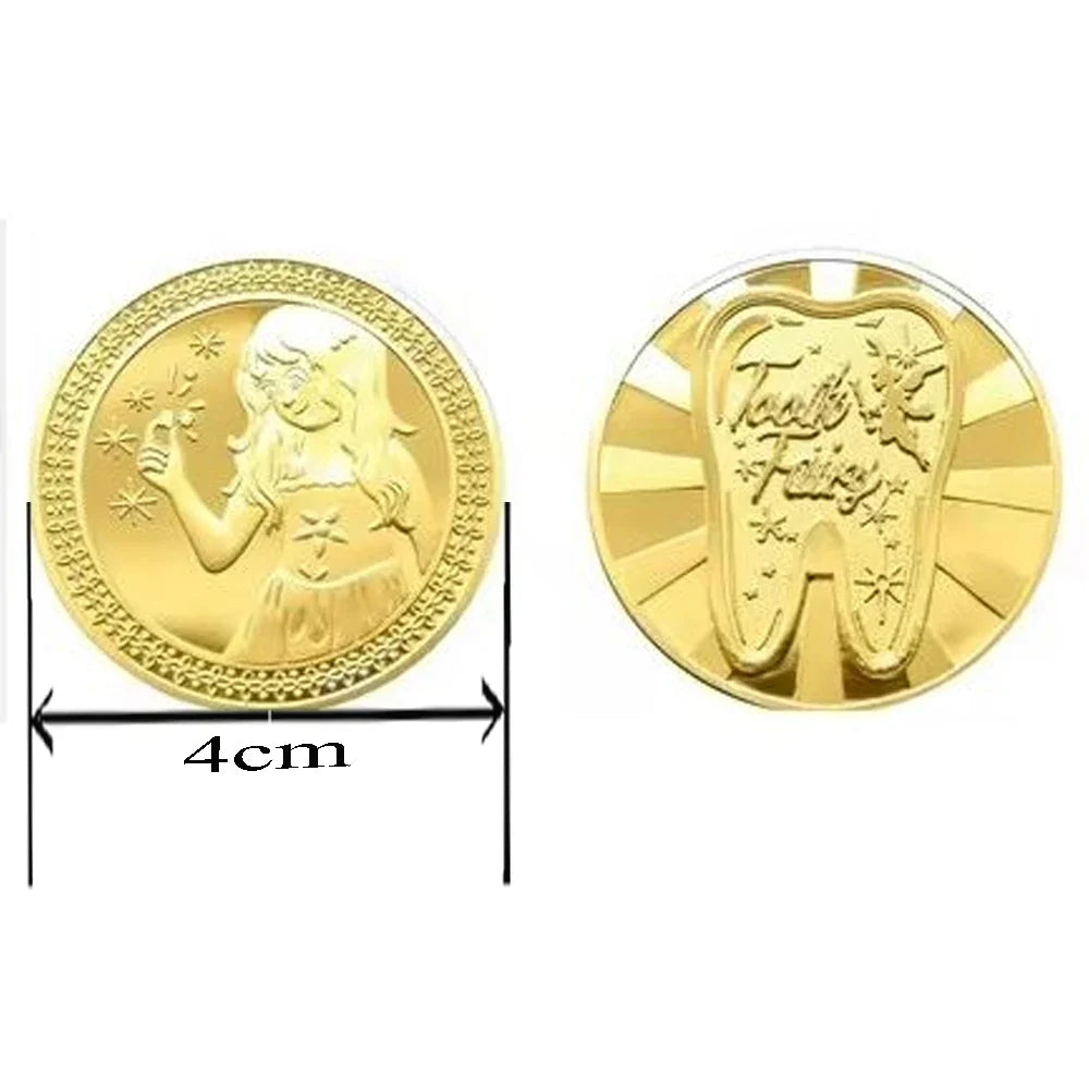 Tooth Fairy Gold Plated Commemorative Coin – Metal Keepsake Gift for Kids Tooth Collection
