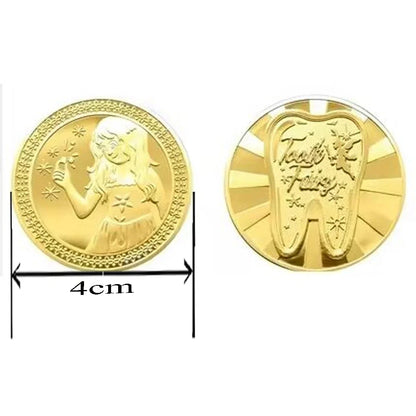 Tooth Fairy Gold Plated Commemorative Coin – Metal Keepsake Gift for Kids Tooth Collection