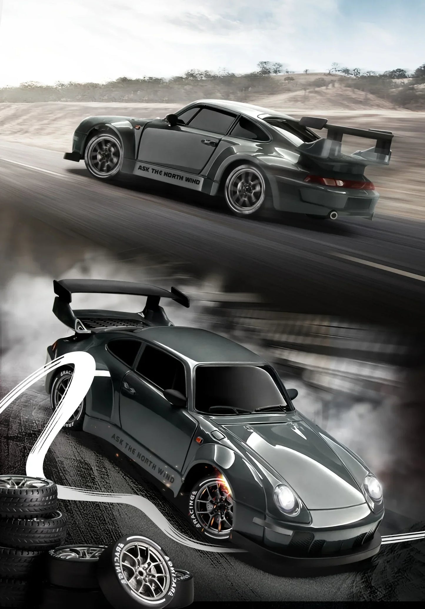 1:24 4WD RC Drift Car – High-Speed 20KM/H Remote Control Racing Toy with Turbo, 2-Speed & LED Lights for Kids & Adults