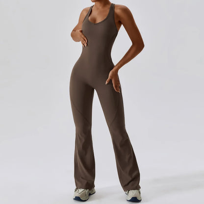 Women’s Yoga Sportswear Jumpsuit – Fitness Gym Romper Stretch Workout Bodysuit with Push Up Support