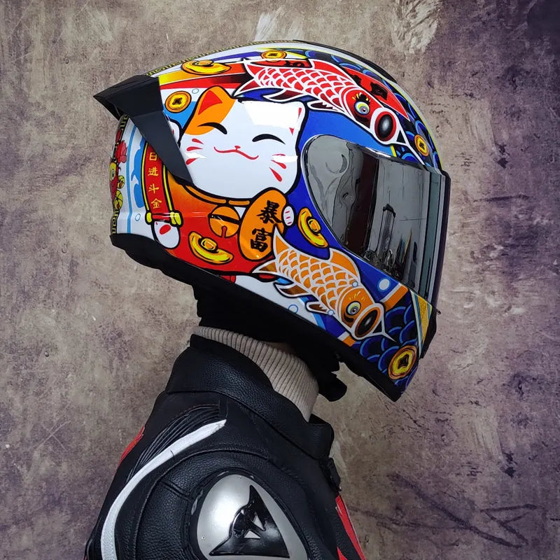Full-Face Motorcycle Helmet — Winter Warm Double Visor Racing & Sports Motorbike Helmet
