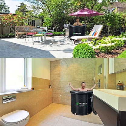 80cm Foldable Cold Plunge Tub - Portable Round Ice Bath & Outdoor Spa for Adults