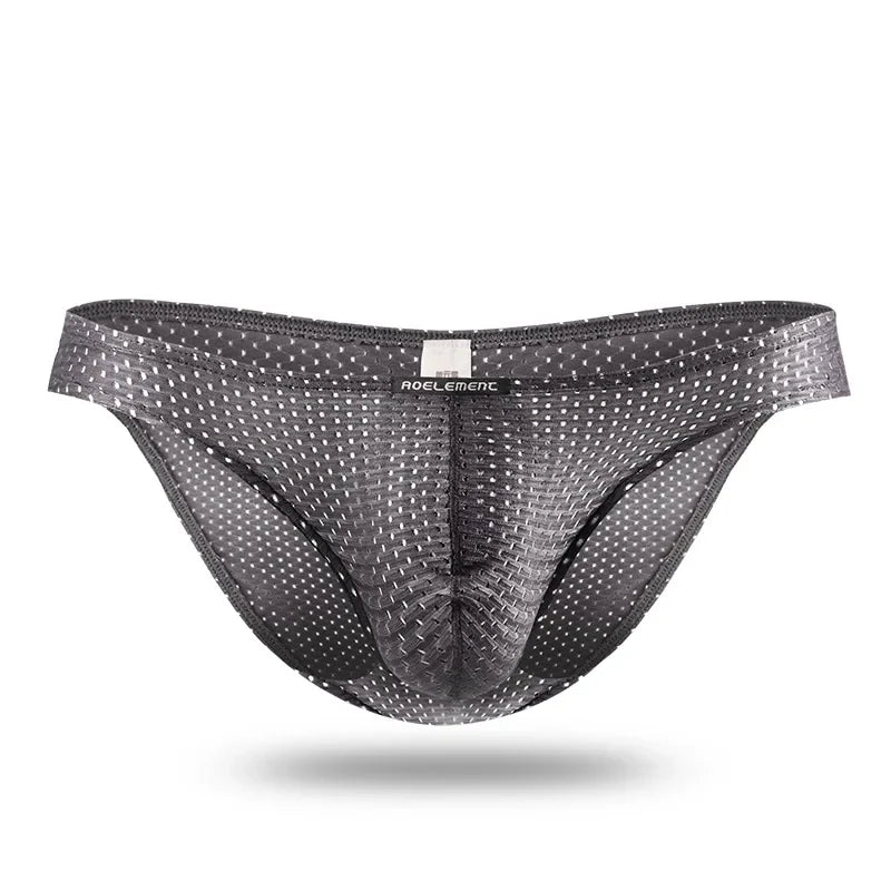 2PCS Men’s Ice Silk Transparent Briefs – Breathable Mesh Lightweight Low Rise Sexy Underwear Youth Fit Comfort Pants
