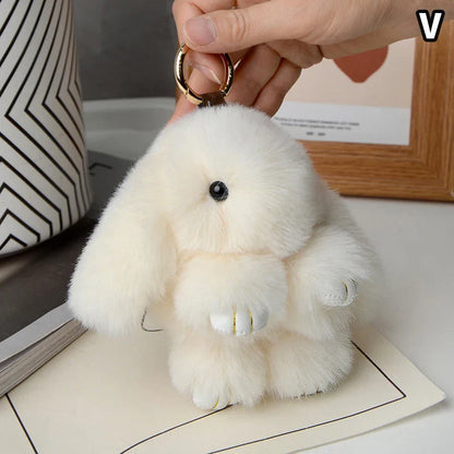 15cm Rabbit Fur Keychain – Fluffy Bunny Pendant for Women’s Bags, Car Keys & Decorative Accessories Gift
