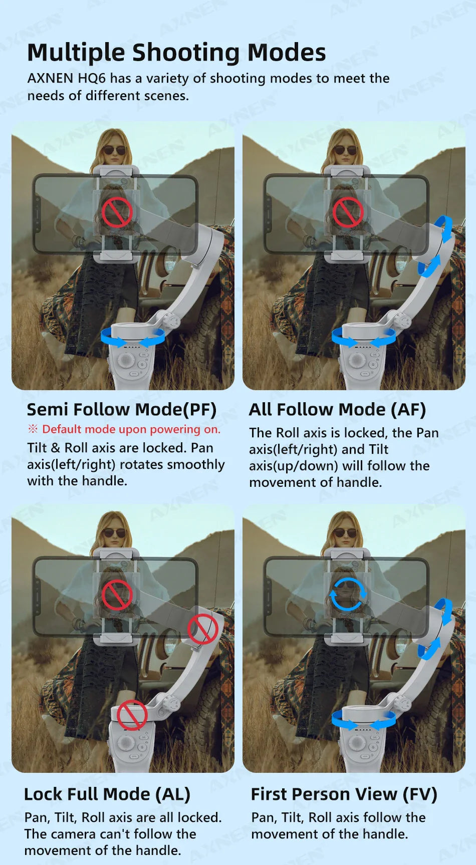 HQ6 3-Axis Gimbal Handheld Stabilizer – With Fill Light, Face Tracking, Anti-Shake for Android & iPhone Video Recording