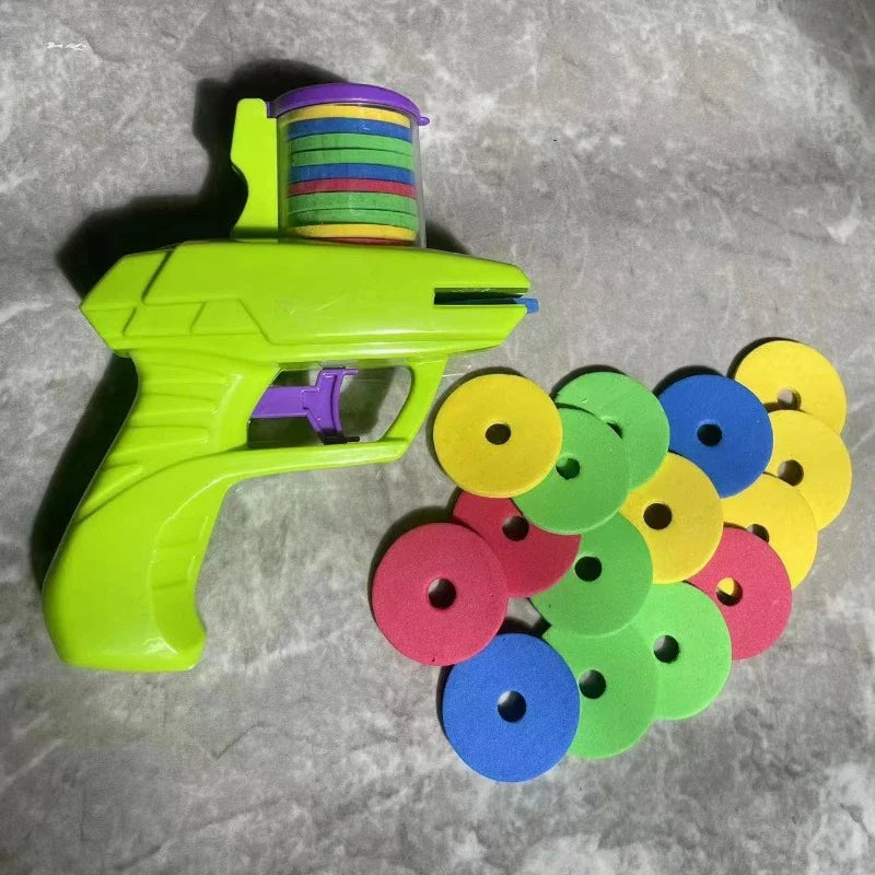 Kids Flying Disc Launcher Toy – EVA Soft Bullet & Mini Carrot Shooting Gun for Outdoor Games & Sports
