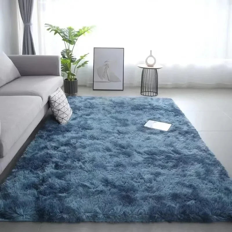 Gradient Silk Wool Bedside Rug – Soft Non-Slip Carpet for Kids’ Room, Bedroom & Living Room, Machine Washable