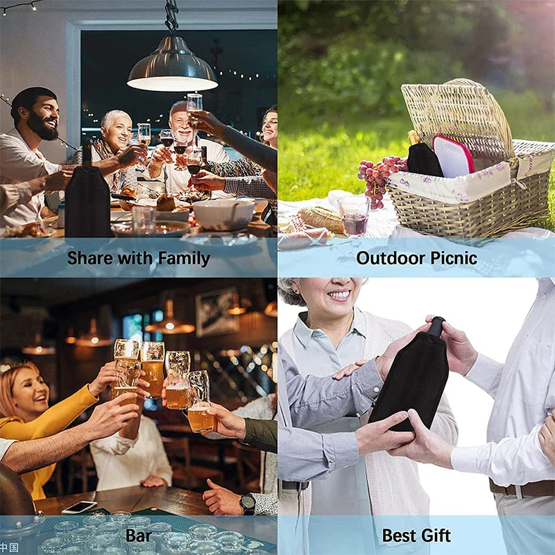 Wine Cooling Holder Ice Bag – Nylon Jelly Cooler Sleeve for Beer, Champagne & Soft Drinks, Picnic & Bar Tool