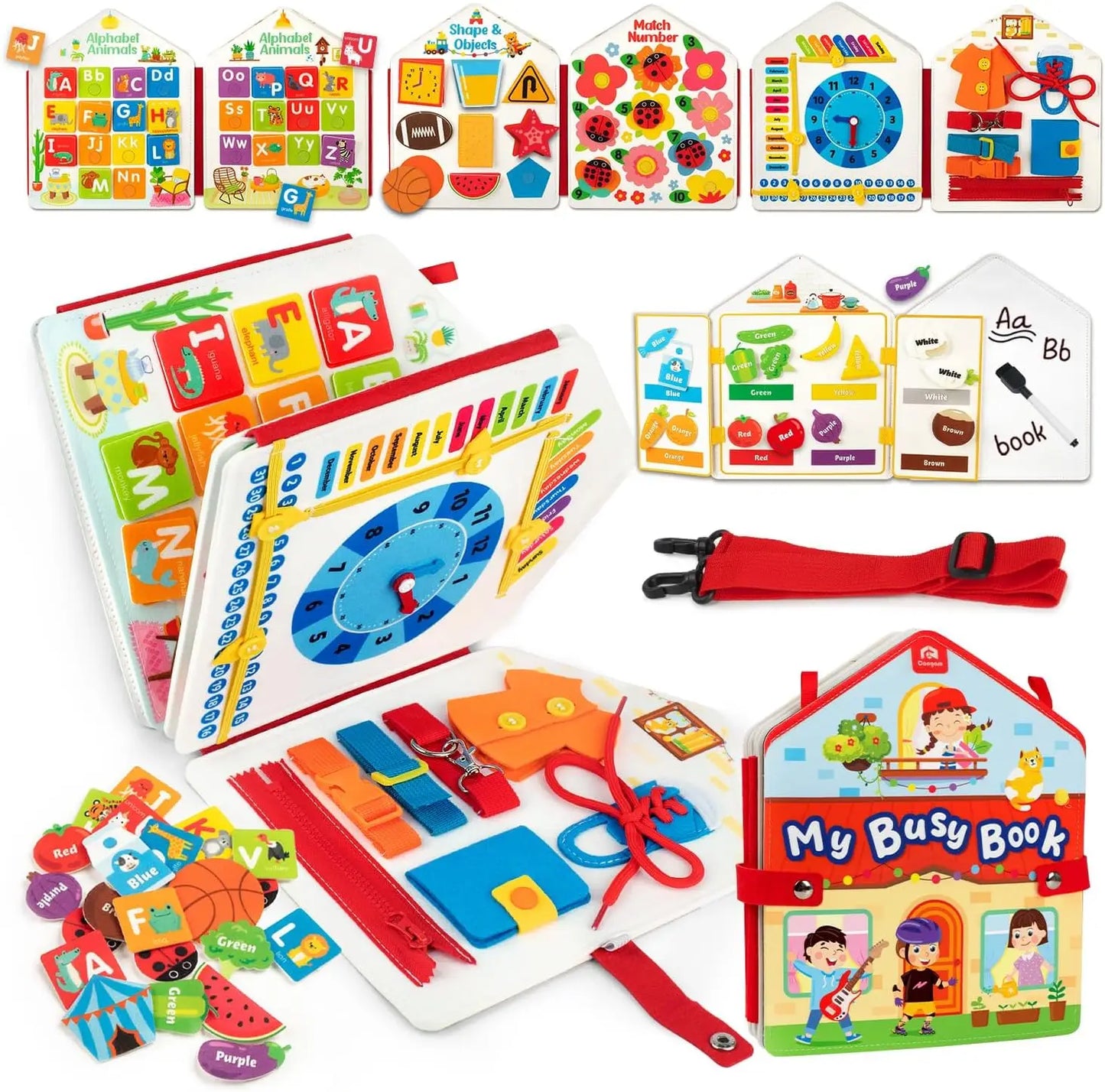 Toddler Felt Montessori Busy Book – Sensory Activity Boards, Fine Motor Skills, Quiet Book Educational Toy for Preschool