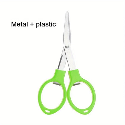Folding Stainless Steel Scissors - Portable Fishing Line Cutter Sewing Needlework and Stationery Multi-Tool