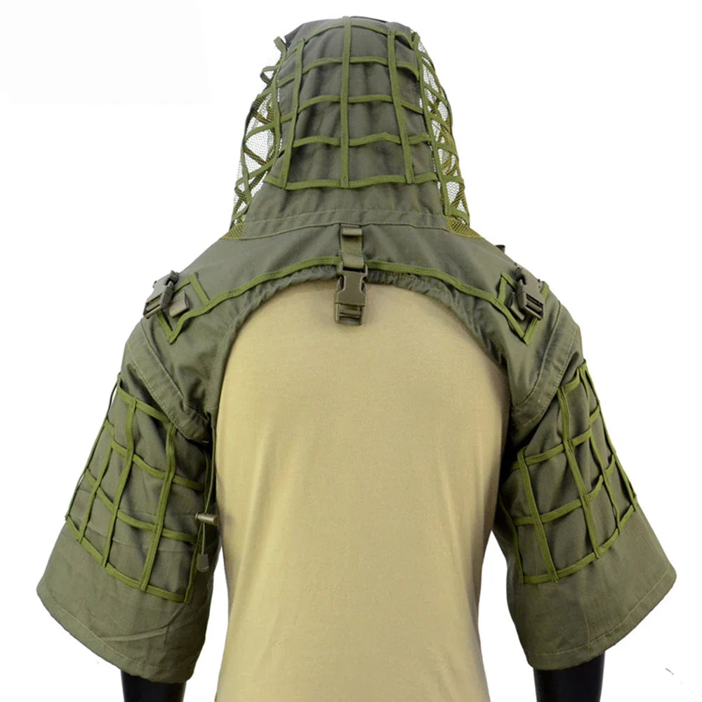 Ghillie Suit Set | Camouflage Hunting Poncho, Base, Cape & Sniper Viper Hood for Airsoft & Paintball