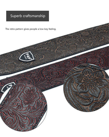 Vintage 2.5 Inch Guitar Strap - Adjustable Soft Embroidered Belt for Classical & Bass Guitars, Music Accessories