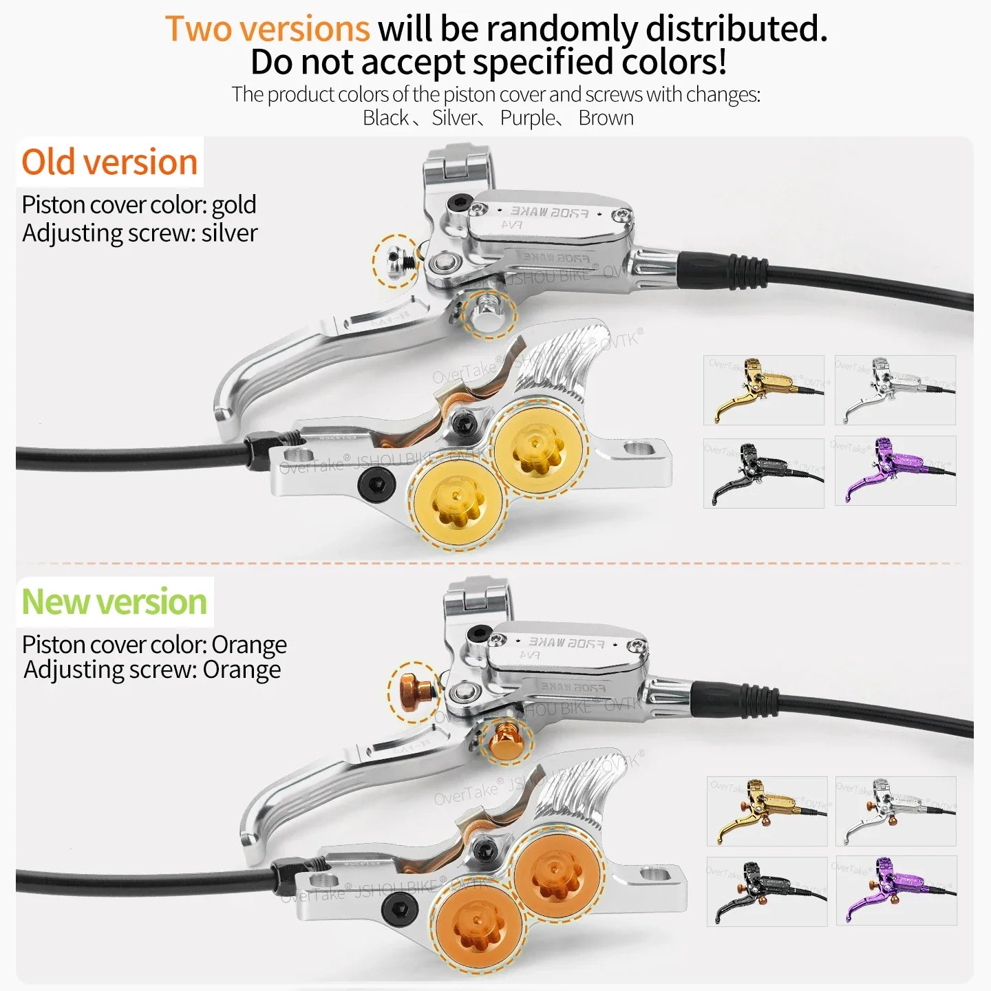 Frog Wake FV4 Mountain Bike Hydraulic Disc Brake Kit – 180mm Rotors, Aluminum 4-Piston Calipers & Levers for MTB