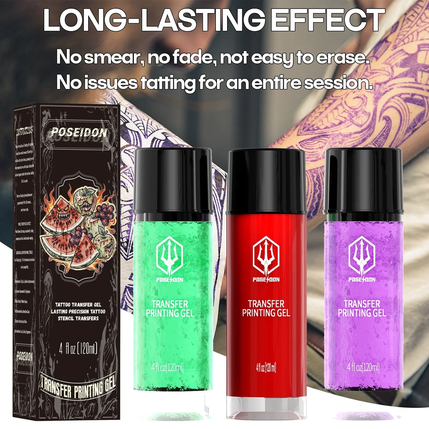 POSEIDON Tattoo Stencil Gel - 120ML Fruit Scent Professional Transfer Solution for Tattoo Stencil Paper Application