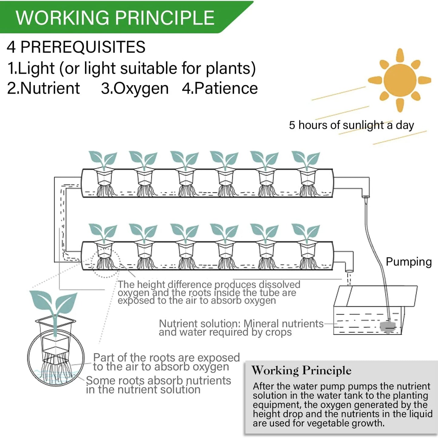 Hydroponics Growing System Kit — 3-Layer 108-Site PVC Pipe Hydroponic Garden for Vegetables & Herbs