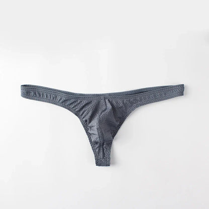 Men’s Ice Silk Low-Rise G-String & Thong Underwear – Breathable Solid Color T-Back U-Pouch Comfort Fit Sexy Lightweight Underpants