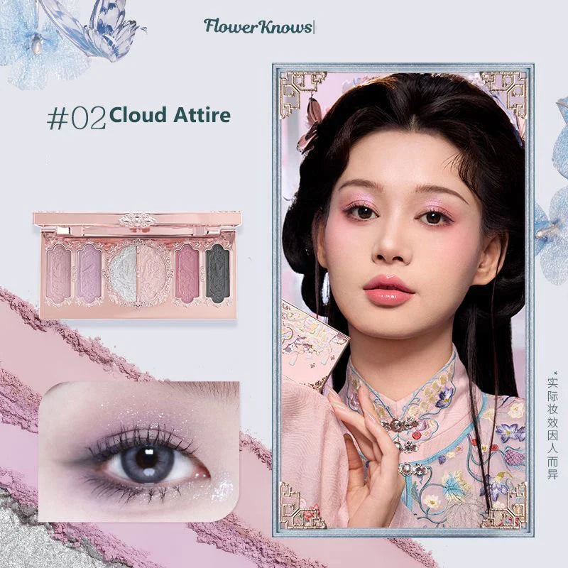 Flower Knows Moonlight Mermaid Eyeshadow Palette – 5-Color Matte, Shimmer & Glitter Waterproof Eye Shadow