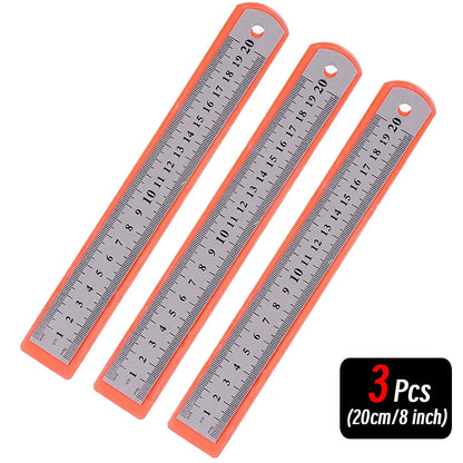 Stainless Steel Precision Ruler - 10-Piece 15-30cm Double-Sided Metric Measuring Scale for Accurate Measurement