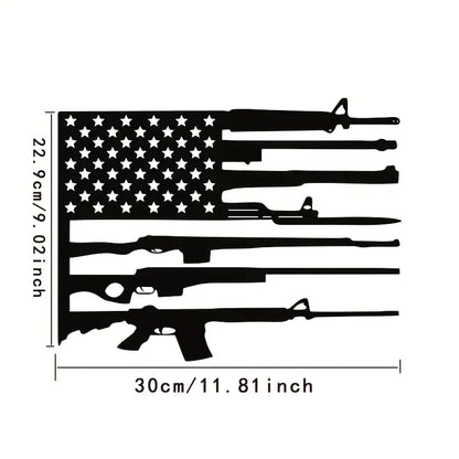 Gun Metal Flag Wall Art - Unique Black Metal Decor for Indoor Outdoor Living Room and Home Spaces
