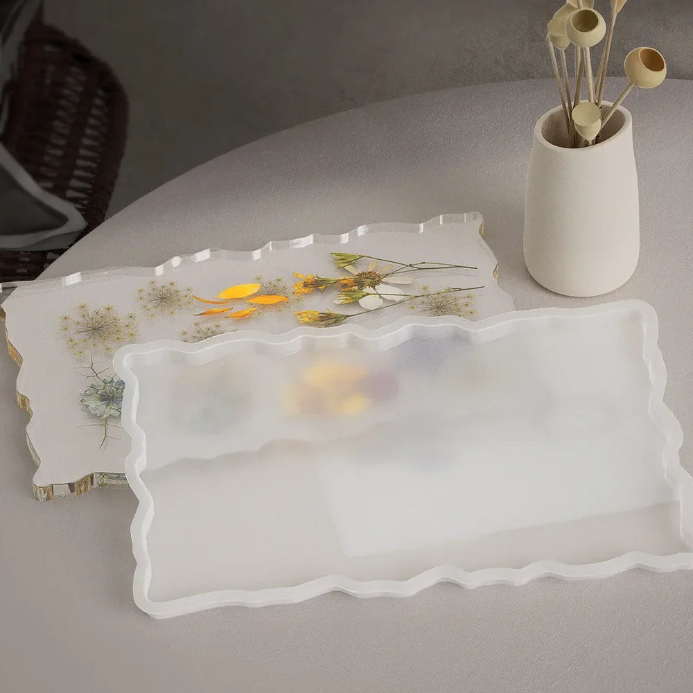 Large Rectangle Resin Tray Silicone Mold - DIY Epoxy Tea Plate Coaster Craft Making Mold