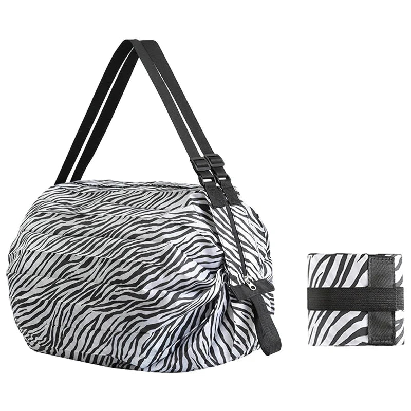 Foldable Shopping Bag - Waterproof Portable Reusable Grocery & Travel Tote Bag
