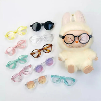 6.5cm Transparent Plastic Glasses for BJD Dolls, Labubu, MSD, SD, EXO - Sunglasses for 1/8, 1/6, 1/3, 1/4 Plush Dolls