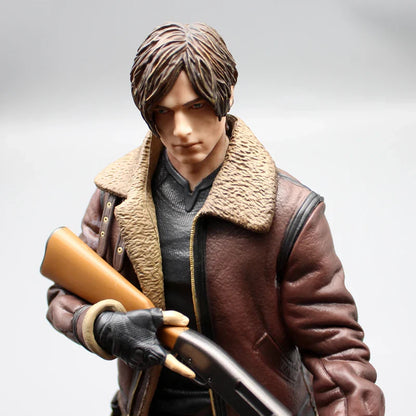 33cm Leon Zombie Hunter Leather Anime Figure – Boys’ Action Model Doll & Desk Decoration Statue