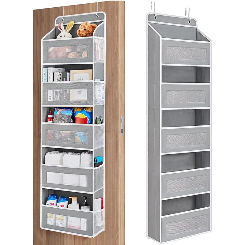5-Shelf Hanging Storage Organizer - Anti-Tilt Over Door Storage with Large Capacity Pockets for Bedroom & Bathroom