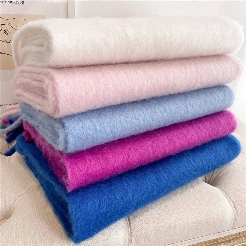Women’s Winter Cashmere Scarf – Thick Soft Pashmina Shawl with Tassels, Warm Blanket Wrap & Long Poncho Echarpe