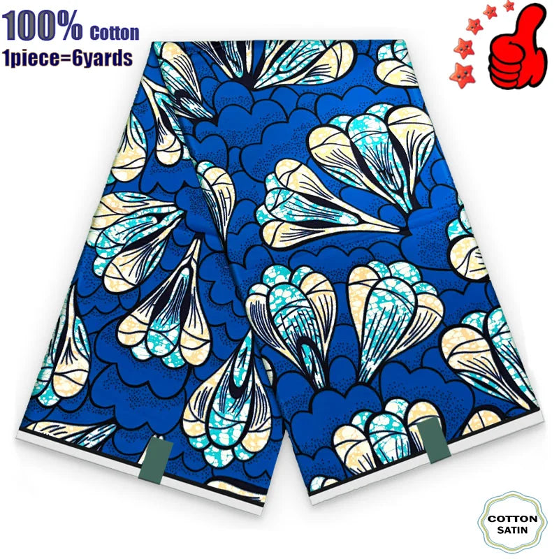 African Real Wax Fabric - High Quality 100% Cotton Ankara Pagne for Women’s Dresses