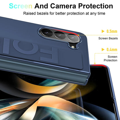 Matte Hard PC Silicone Wrist Strap Case for Samsung Galaxy Z Fold 3-7 – Elastic Armor Cover with Grip & Wristband