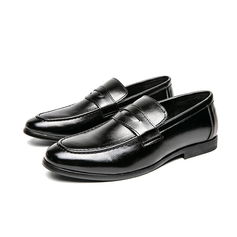 Men’s Classic Leather Slip-On Dress Shoes - Casual Business, Formal & Wedding Loafers