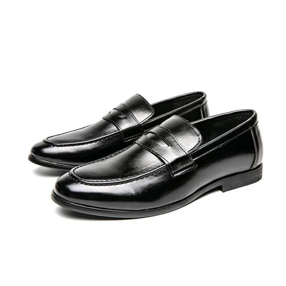 Men’s Classic Leather Slip-On Dress Shoes - Casual Business, Formal & Wedding Loafers
