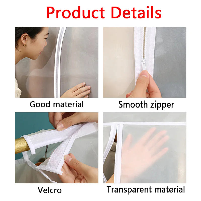 Transparent Clothing Dust Cover — Waterproof Hanging Garment Organizer for Dress & Wardrobe Storage