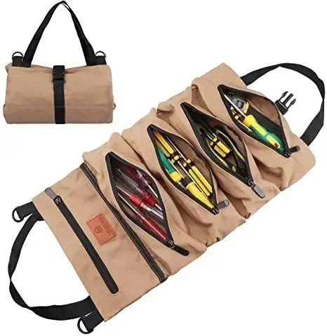 Multi-Purpose Tool Bag - Professional Roll-Up Organizer with Multiple Pockets for Hardware Tools