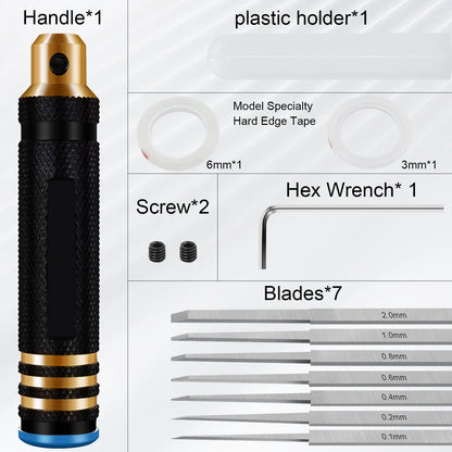 Model Chisel Cutting Tool Set with 7 Blades for Gundam Resin, RC Car & Drone Repair Engraving Scribe Hobby Craft Knife
