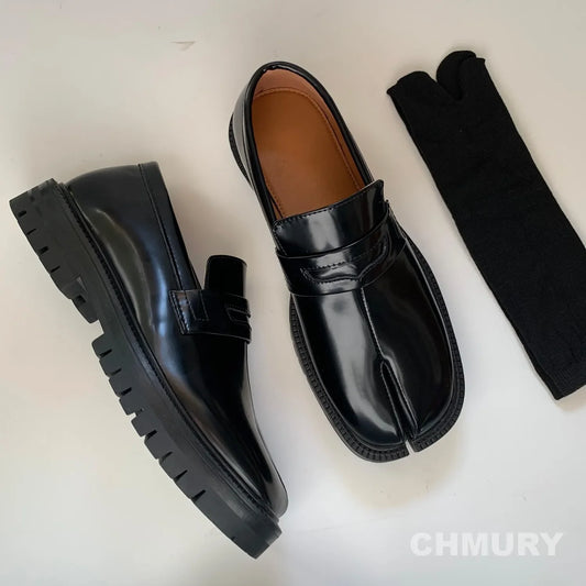 CHMURY Tabi Loafers — Men & Women Split Toe Casual Shoes, Thick Sole Patent Leather 2024