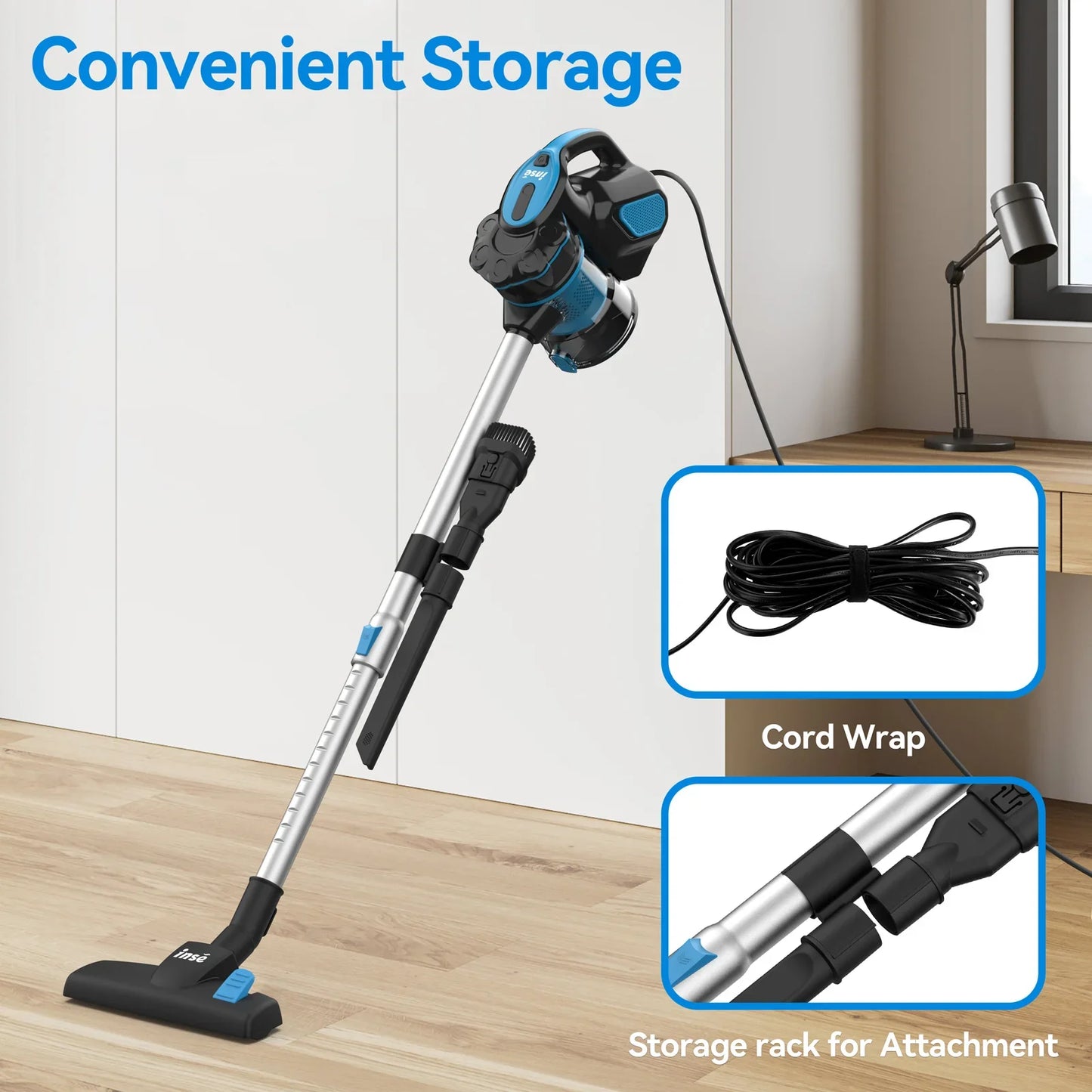 INSE I5 Corded Vacuum Cleaner – 18Kpa Suction, 600W Motor, Stick & Handheld for Home, Pet Hair, and Hard Floors