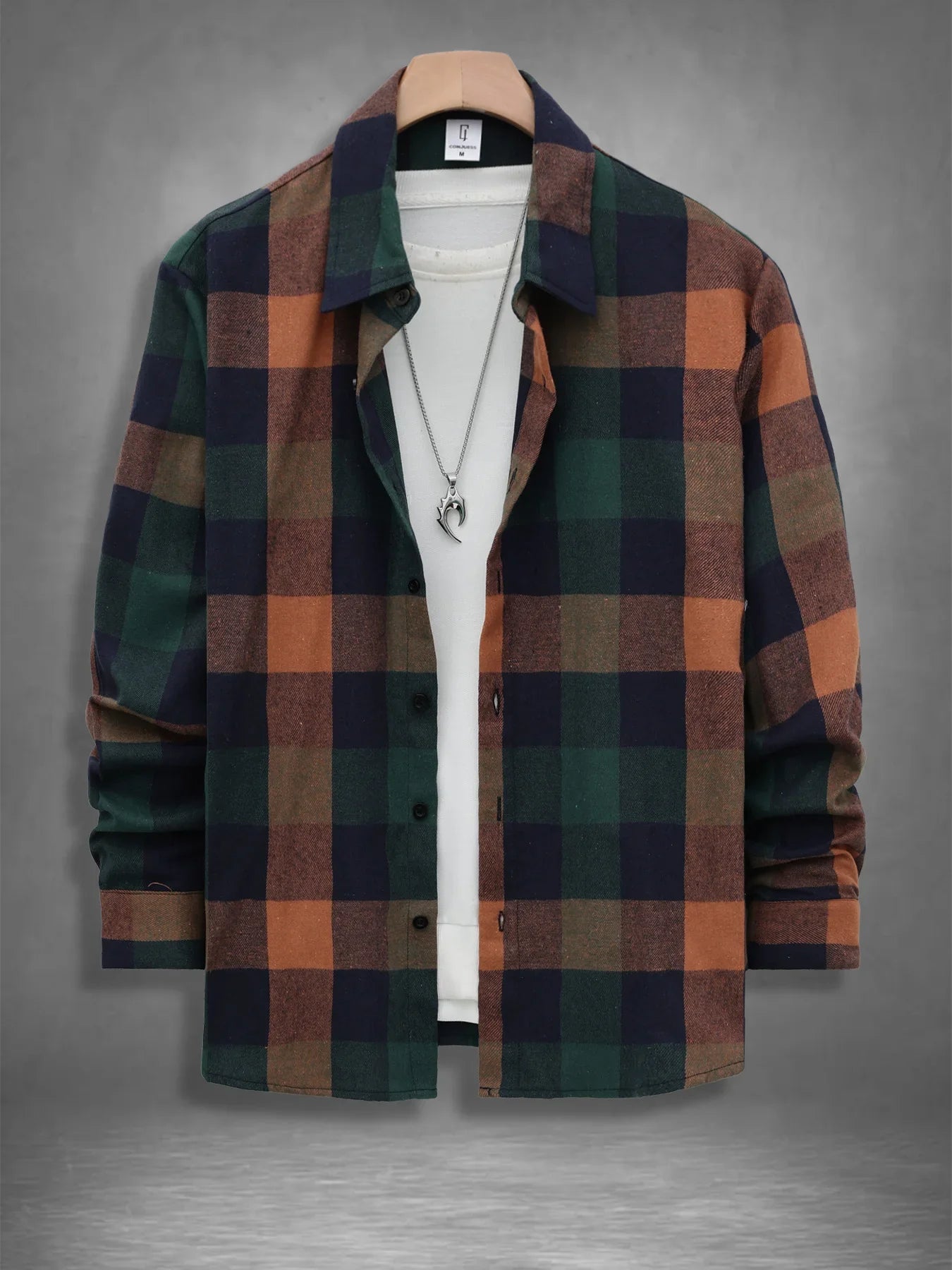 Vintage Plaid Flannel Shirt - Men’s Long Sleeve Casual Loose Top for Spring & Fall Wear