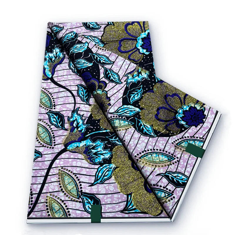 Grand African Glitter Wax Fabric - 6 Yards Soft Cotton Ankara Print Material for Nigerian Clothing