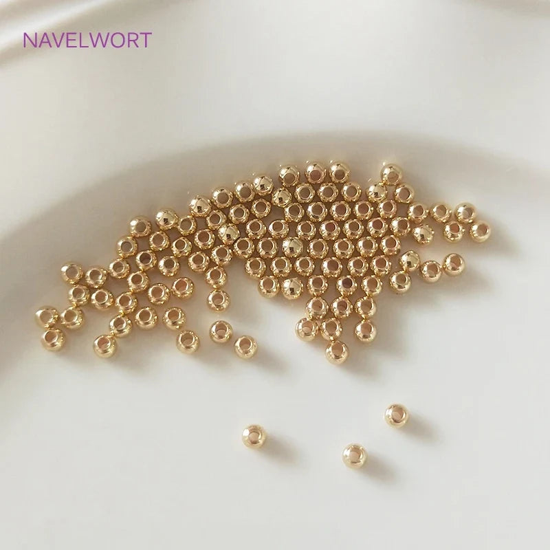 Gold Plated Spacer Beads - 2mm-6mm Round Jewelry Making Supplies for DIY Beaded Accessories