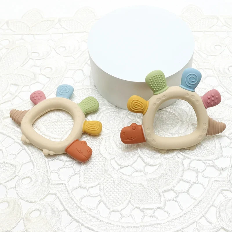 Baby Dinosaur Silicone Teether - BPA Free Easy Grip Chewing Toy for Newborns & Infants