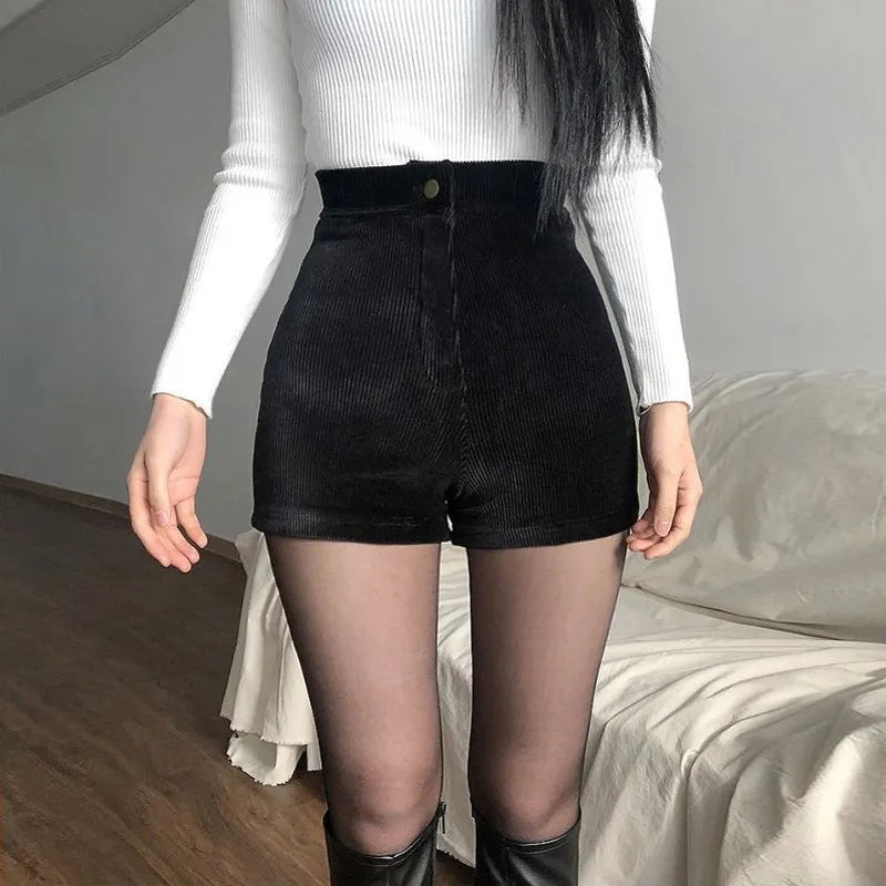 Sexy Black PU High-Waisted Shorts – Faux Leather Y2K Summer Shorts for Women