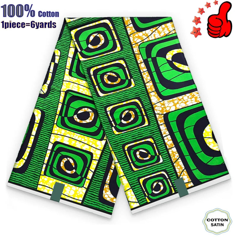 African Real Wax Fabric - High Quality 100% Cotton Ankara Pagne for Women’s Dresses