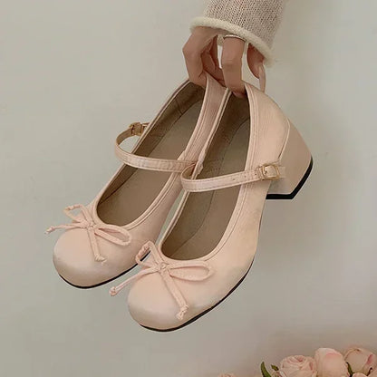 2025 Spring Autumn Mary Jane Shoes — Elegant Mid Heel Round Toe Pumps for Women