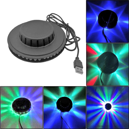 Sound Activated RGB Disco Light - USB Rotating LED Party Stage Light with Music Sync